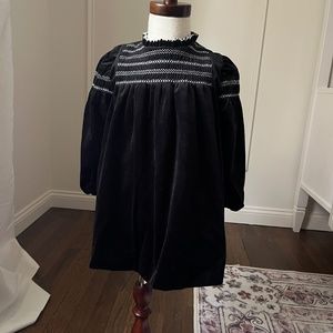 Nueces Black Velvet Smocked Dress size 3`